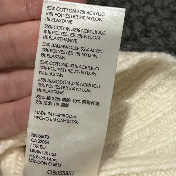 Free People Brookside Oversized Tunic Sweater XS Ivory Soft Stretch Comfy NWT - Picture 8 of 9